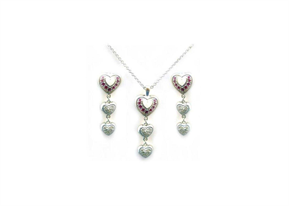 Rhodium Plated | Gemstone Pendant Sets